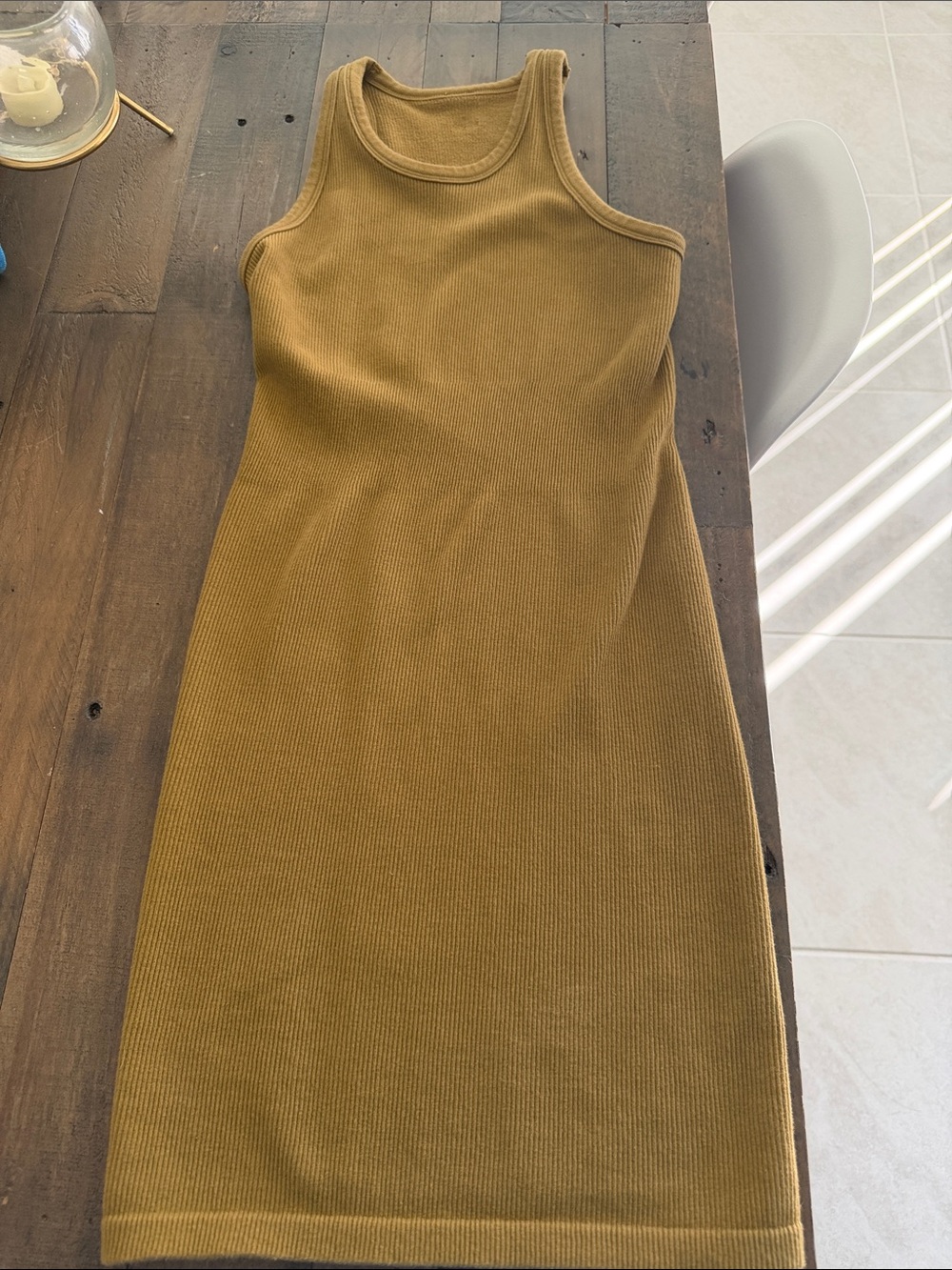 ALO Yoga Ribbed Tank Midi Dress — Mustard